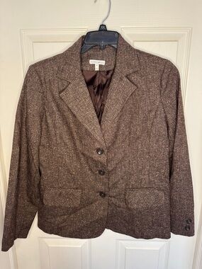 EUC Fashion Bug Women's Brown Tweed Blazer Jacket